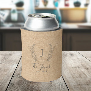 Rafraîchisseur Pour Canette Nom de famille modèle monogramme rustique burlap