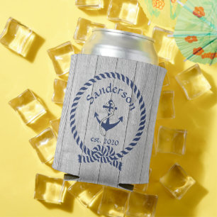 Rafraîchisseur Pour Canette Nom de famille ou de bateau Marine Ancre corde Nau