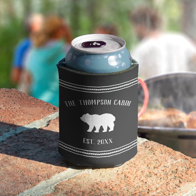 Rafraîchisseur Pour Canette Nom de famille personnalisé de l'ours rustique (Créateur téléchargé)