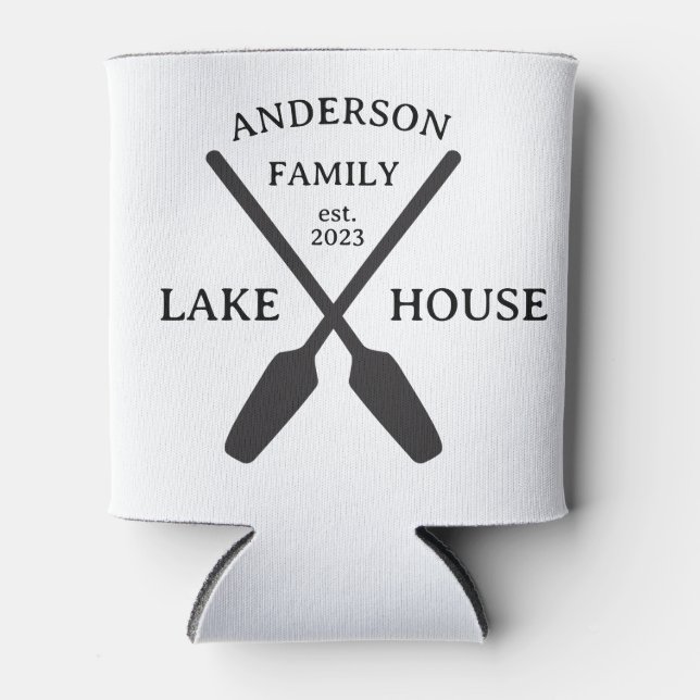Rafraîchisseur Pour Canette Nom de famille personnalisé Lake House (Devant)