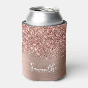 Rafraîchisseur Pour Canette Nom de script glamour rose gold pailleté
