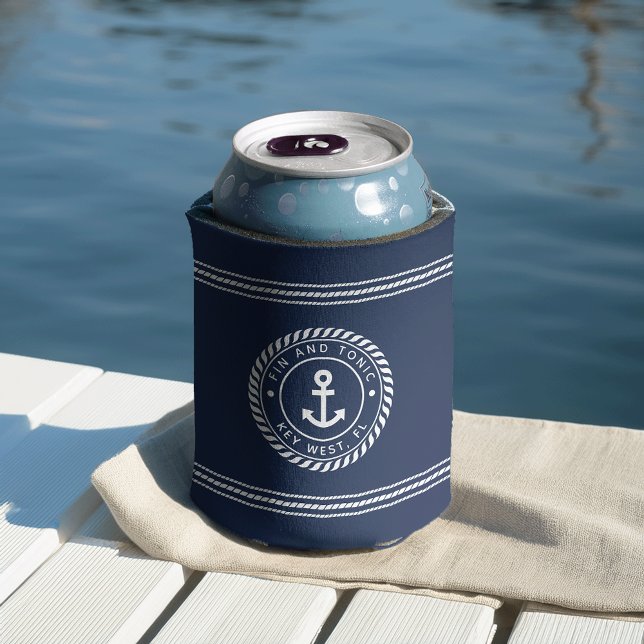 Rafraîchisseur Pour Canette Nom du bateau de marine et d'Ancre blanche (Créateur téléchargé)
