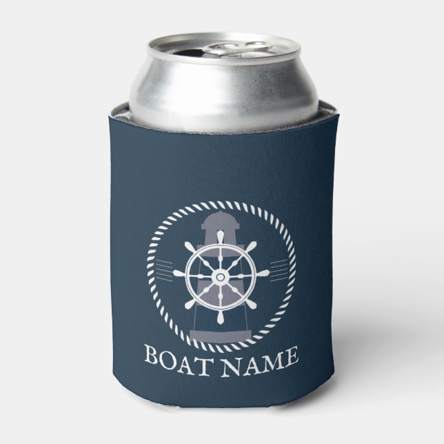 Rafraîchisseur Pour Canette Nom du bateau Marine Bleu Nautique (Can devant)