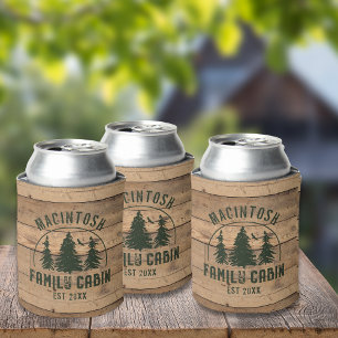 Rafraîchisseur Pour Canette Nom du Cabine de famille Rustic Wood Personnalisé
