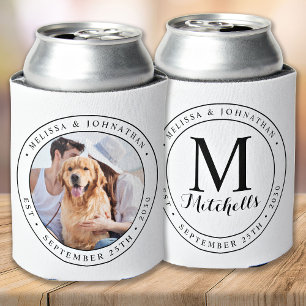 Rafraîchisseur Pour Canette Nom du monogramme photo personnalisé Date Mariage
