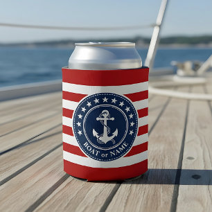 Rafraîchisseur Pour Canette Nom ou nom du bateau Ancre nautique Étoiles Frappe