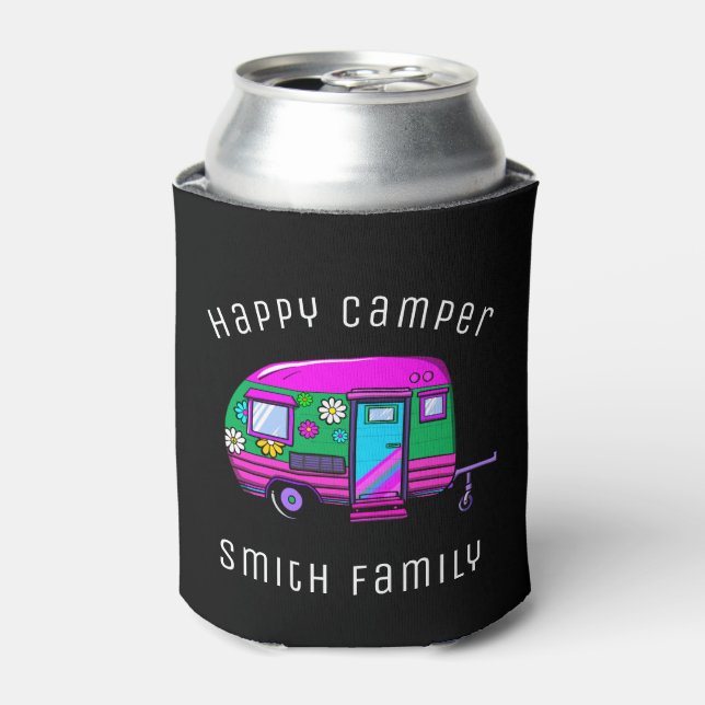 Rafraîchisseur Pour Canette Nom personnalisé du Camper Retro Happy (Can devant)