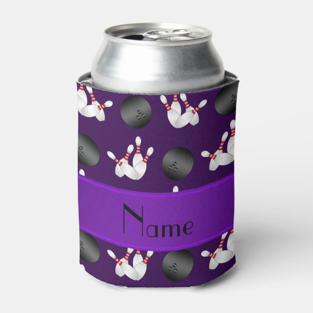 Rafraîchisseur Pour Canette Nom personnalisé motif de bowling violet (Can devant)