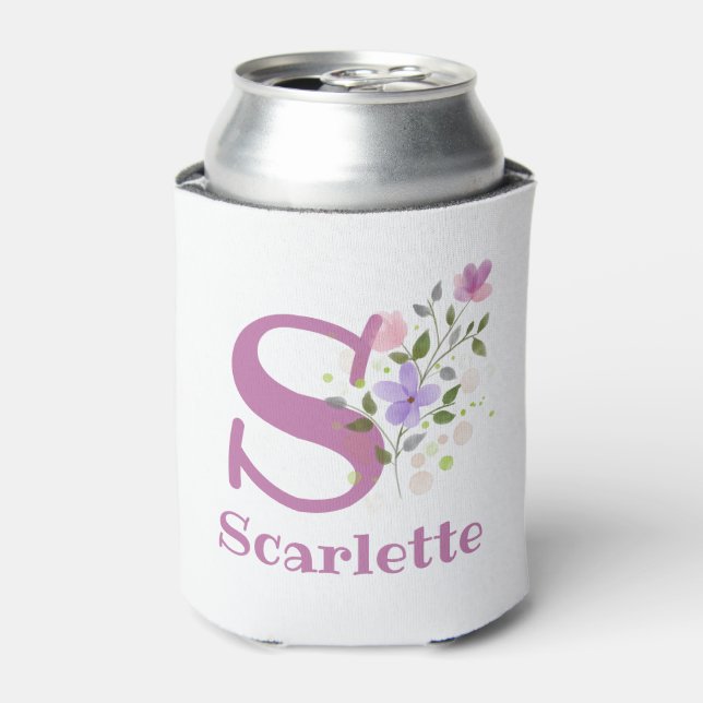 Rafraîchisseur Pour Canette Nom Scarlette avec un motif floral (Can devant)