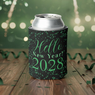 Rafraîchisseur Pour Canette Nouvel An Vert Noir Paillettes Faveur de Fête