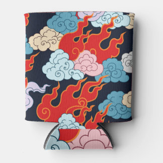 Rafraîchisseur Pour Canette Nuages, flammes : Motif Vintage noir.