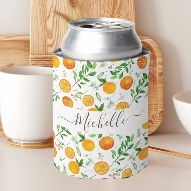 Rafraîchisseur Pour Canette Orange Citrus été Floral Motif botanique (In situ)