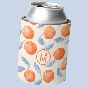 Rafraîchisseur Pour Canette Oranges d'agrumes Monogramme Motif d'aquarelle ini