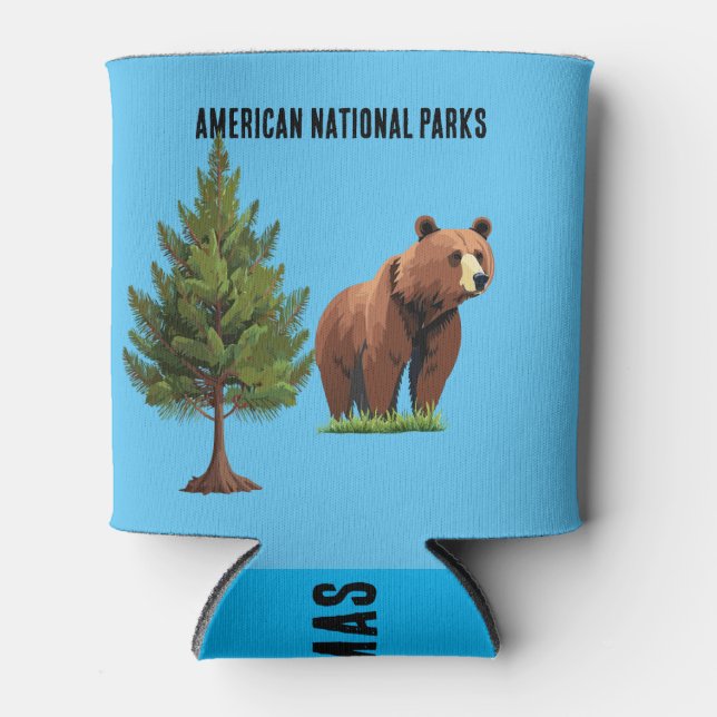 Rafraîchisseur Pour Canette Ours Brun Pin des Parcs Nationaux Américains (Devant)