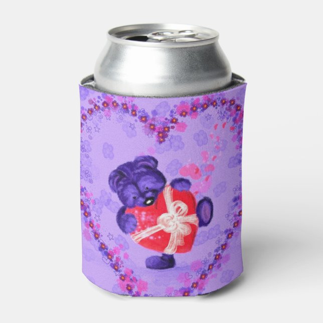 Rafraîchisseur Pour Canette Ours mignon avec Coeur Cadeau Can Cooler (Can devant)