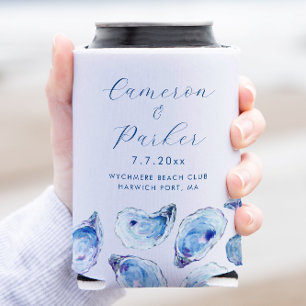 Rafraîchisseur Pour Canette Oyster Blue Aquarelle Mariage Faveur