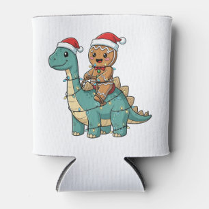 Rafraîchisseur Pour Canette Pain d'épices montant un dinosaure Santa Noël
