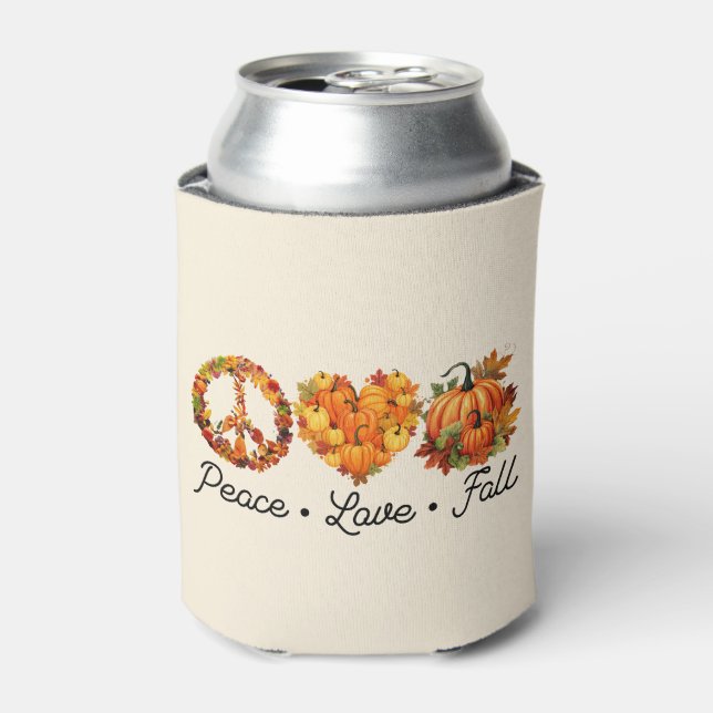Rafraîchisseur Pour Canette Paix, Amour, Automne - Vibes d'automne douillettes (Can devant)
