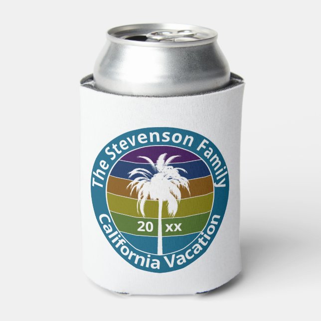 Rafraîchisseur Pour Canette Palm Tree Retro Famille tropicale Réunion personna (Can devant)