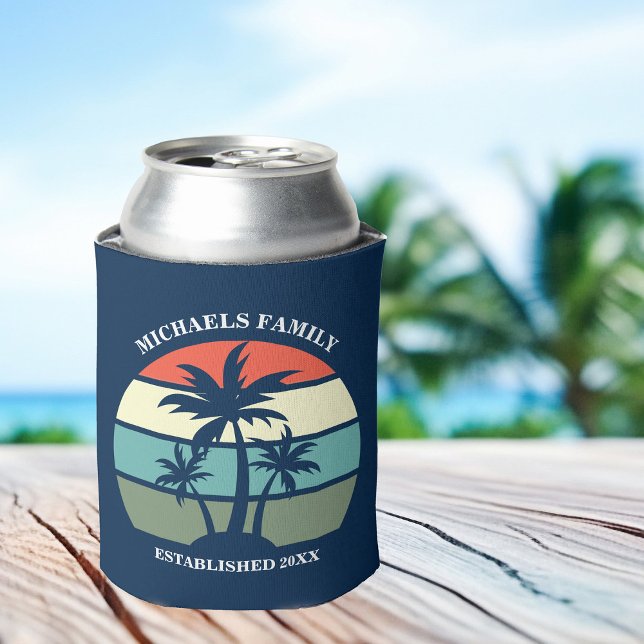 Rafraîchisseur Pour Canette Palmier Tropical Navy Blue Sunset Beach House (Créateur téléchargé)