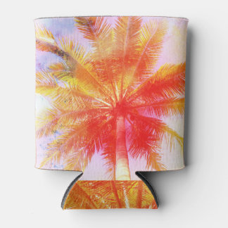 Rafraîchisseur Pour Canette Palmiers rétro colorés : Peinture aquarelle.