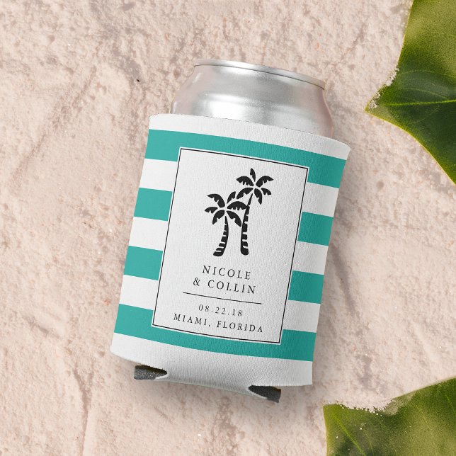 Rafraîchisseur Pour Canette Palmiers Tropical Moderne Mariage Faveur (Créateur téléchargé)