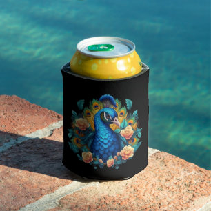 Rafraîchisseur Pour Canette Paon avec roses pêche