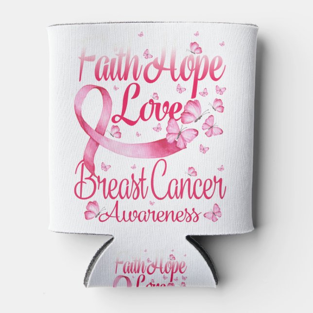 Rafraîchisseur Pour Canette Papillon rose Foi Espérance Amour Cancer du sein (Devant)