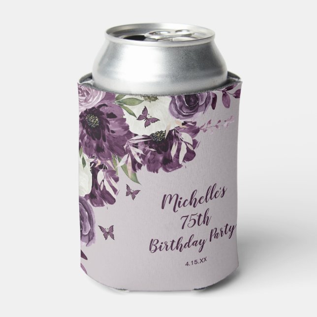 Rafraîchisseur Pour Canette Papillons aux fleurs blanches violettes 75e annive (Can devant)