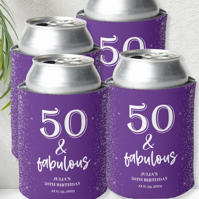Rafraîchisseur Pour Canette Parties scintillant d'argent violet 50e fête d'ann (Créateur téléchargé)