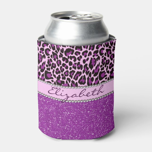 Rafraîchisseur Pour Canette Parties scintillant d'Empreinte de léopard violet  (Can devant)