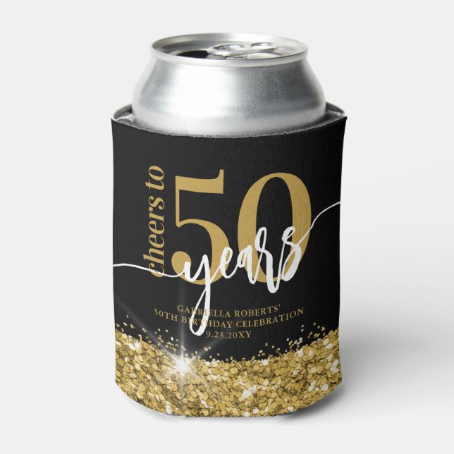 Rafraîchisseur Pour Canette Parties scintillant d'or à l'année d'anniversaire  (Can devant)