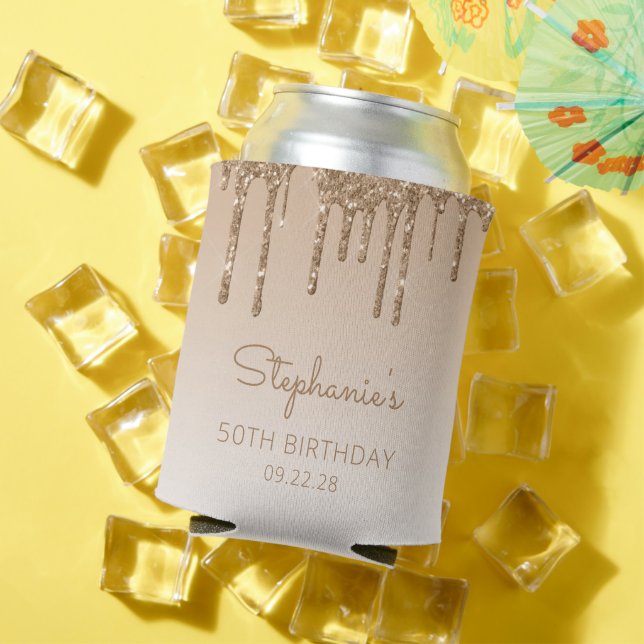 Rafraîchisseur Pour Canette Parties scintillant d'or personnalisée 50e anniver (Été in situ)
