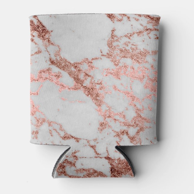 Rafraîchisseur Pour Canette Parties scintillant d'or Rose en marbre moderne (Devant)