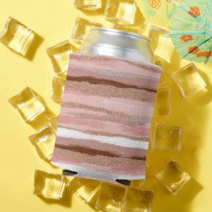 Rafraîchisseur Pour Canette Parties scintillant en or rayé Pink Can Cooler
