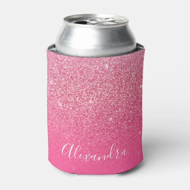 Rafraîchisseur Pour Canette Parties scintillant Girly Sparkly Rose rose Nom du (Can devant)