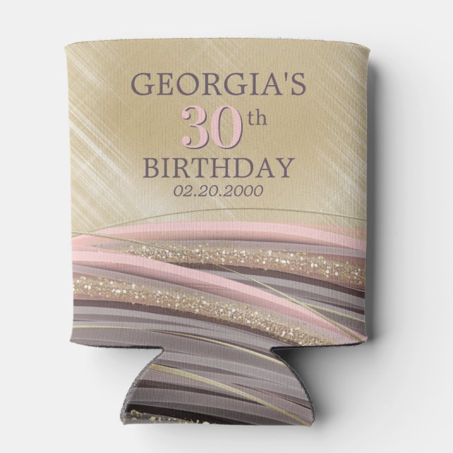 Rafraîchisseur Pour Canette Parties scintillant Glam Rose Gold Anniversaire (Dos)