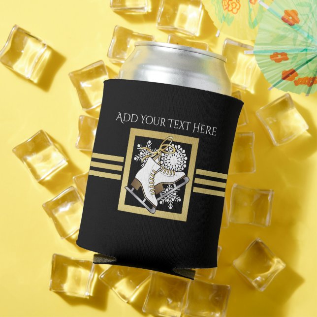 Rafraîchisseur Pour Canette Parties scintillant moderne Noir et Or Patinage su (Été in situ)