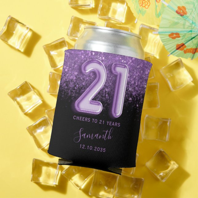 Rafraîchisseur Pour Canette Parties scintillant moderne violet noir 21e annive (Été in situ)