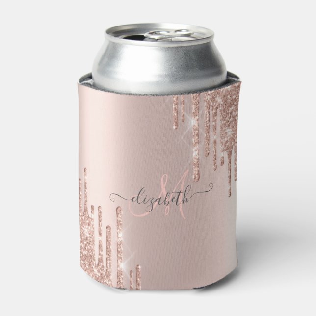 Rafraîchisseur Pour Canette Parties scintillant modernes Rose Monogramme or  (Can devant)