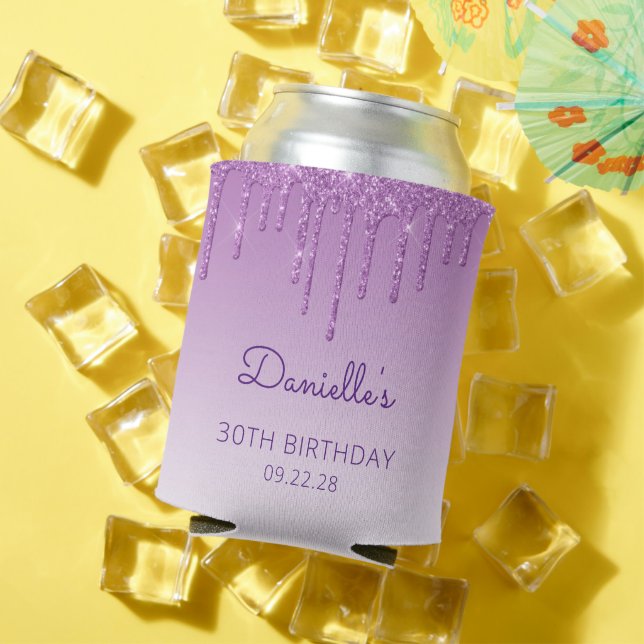 Rafraîchisseur Pour Canette Parties scintillant pourpre personnalisée 30e anni (Été in situ)