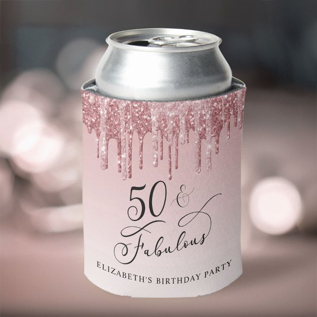 Rafraîchisseur Pour Canette Parties scintillant rose or rose 50e anniversaire (Créateur téléchargé)