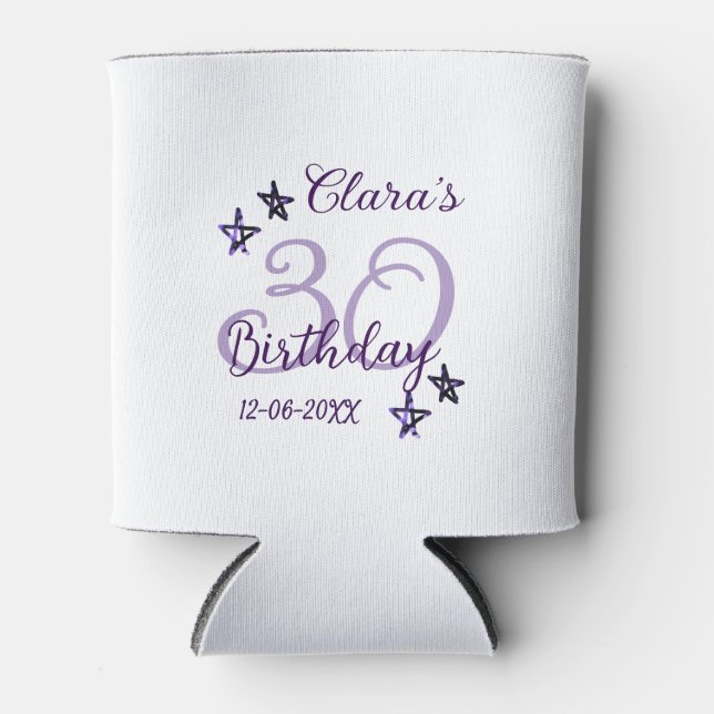 Rafraîchisseur Pour Canette Parties scintillant violet étoiles 30e anniversair (Devant)