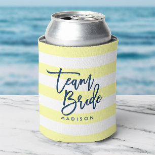 Rafraîchisseur Pour Canette Pastel Jaune et Blancs Bleu Team Bride