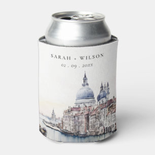 Rafraîchisseur Pour Canette Pastel Venice Italie Canaux Aquarelle Mariage