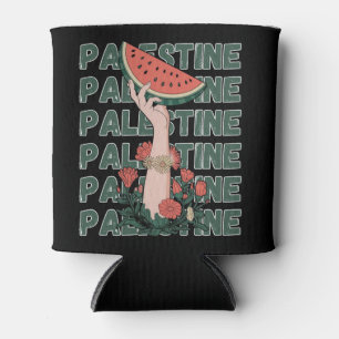 Rafraîchisseur Pour Canette pastèque, fleurs et texte Palestine Répéter