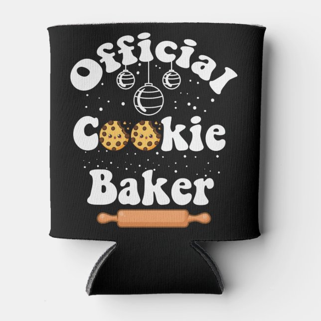 Rafraîchisseur Pour Canette Pâtissier officiel amateur de cookies Noël (Devant)