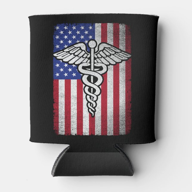 Rafraîchisseur Pour Canette Patriotique RN Infirmière inscrite USA American Fl (Devant)