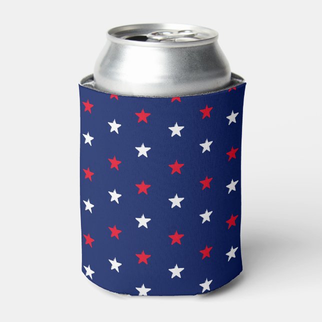 Rafraîchisseur Pour Canette Patriotique rouge bleu marine étoiles motif fun (Can devant)