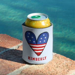 Rafraîchisseur Pour Canette Patriotique USA Love Heart